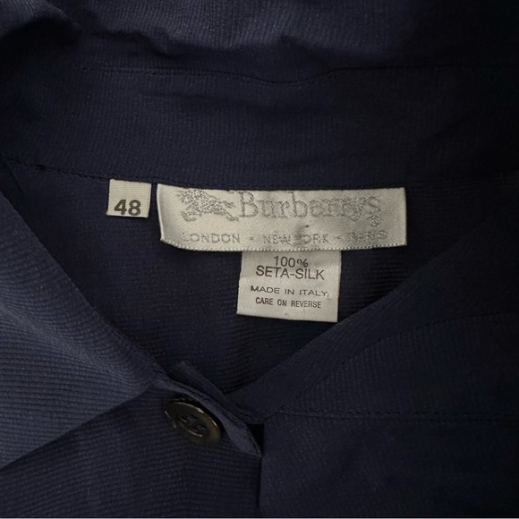 Burberry’s Blue Silk Button Down Shirt - Picture 3 of 6